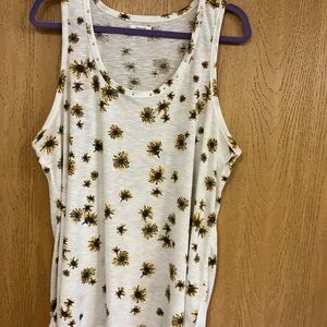 Maurices Sunflower Print Tank Top - White and Yellow